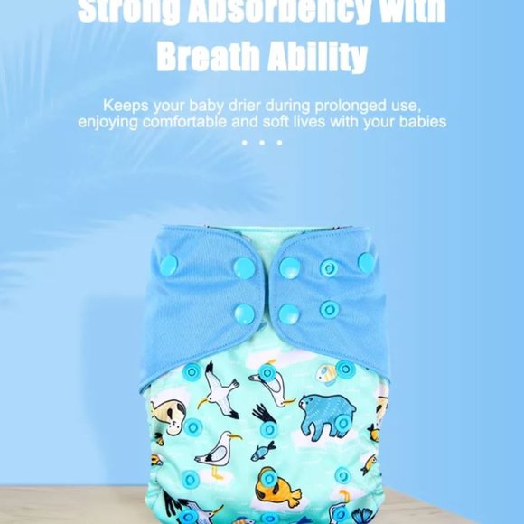 Organic Bamboo Cloth Diapers for babies One Size, Reusable, Washable (5 Piece) - Picture 6 of 8